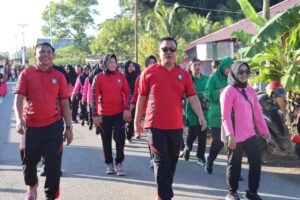 Sinergi Lintas Instansi, Polres Haltim Meriahkan Hari Bhayangkara Lewat Jalan Santai dan Senam Bersama