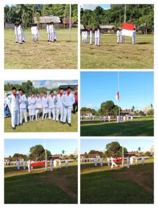 Siswa SMA Negeri 19 Halmahera Selatan Sukses Kibarkan Merah Putih di Lapangan Desa Gane Luar