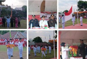 Kapolsek Pulau Makian IPDA M. Baedawi Pimpin Upacara Penurunan Bendera HUT RI ke-80 di Lapangan Desa Gorup