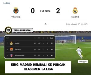 FT: Villarreal 0-2 Real Madrid – Mbappé Cetak Dua Gol, Los Blancos Kembali Kuasai Puncak Klasemen La Liga