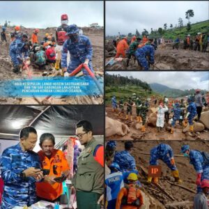 Lanud Husein Sastranegara Bersama SAR Gabungan Pantang Menyerah Cari Korban Longsor Pasirlangu