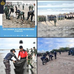 Sinergi TNI AL dan Stakeholder Bersihkan Sampah Laut di Pantai Kuta Bali