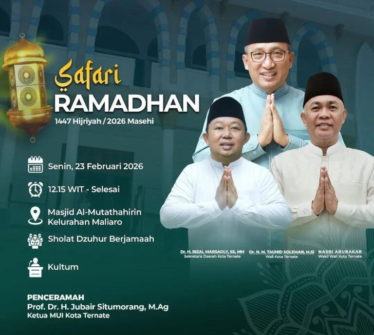 Pemerintah Kota Ternate Gelar Safari Ramadhan 1447 H di Masjid Al-Mutathahirin