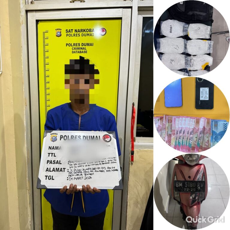 Berhasil ! Satres Narkoba Polres Dumai Amankan Tersangka Asal Jawa Tengah Bawa Sabu 10 kg