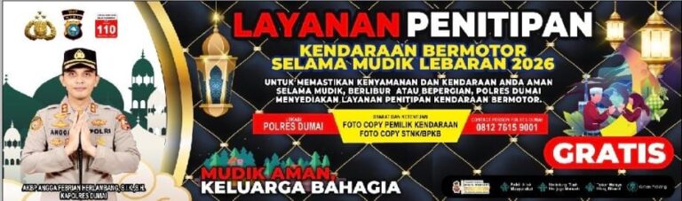 Polres Dumai Membuka Layanan Penitipan Kendaraan Bermotor Selama Mudik Lebaran 2026