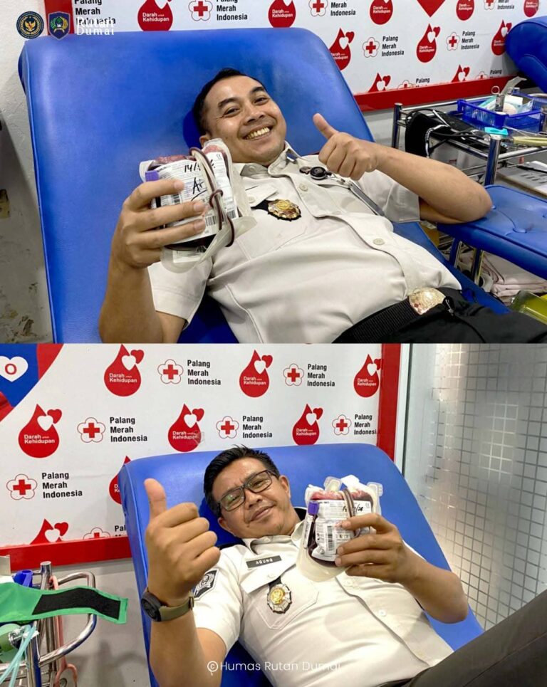 Apresiasi ! Rutan Kelas IIB Dumai Gelar Donor Darah dalam Rangka Hari Bakti Pemasyarakatan ( HBP ) ke-62